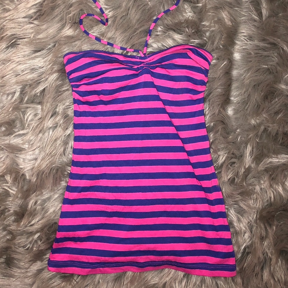 Vintage Striped Tube Top with Ties